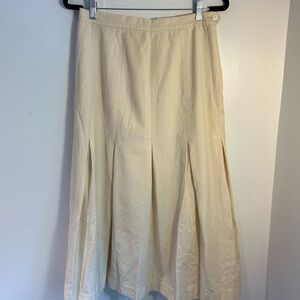 Vintage Wool Pleated Cream Long Skirt